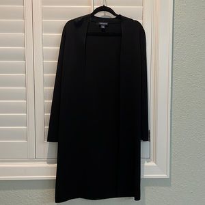 Ann Taylor knee length black light weight open front vest / cardigan